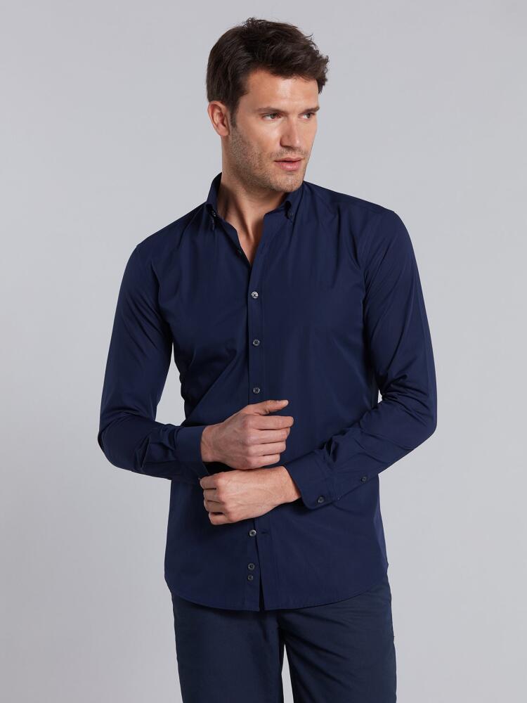 Chemise en popeline marine Chemises Homme