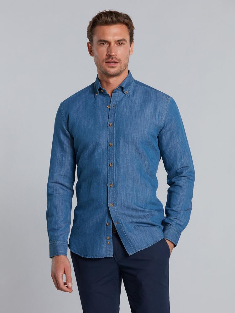 Chemise cintrée Ross en denim - Col Boutonné Chemises Homme