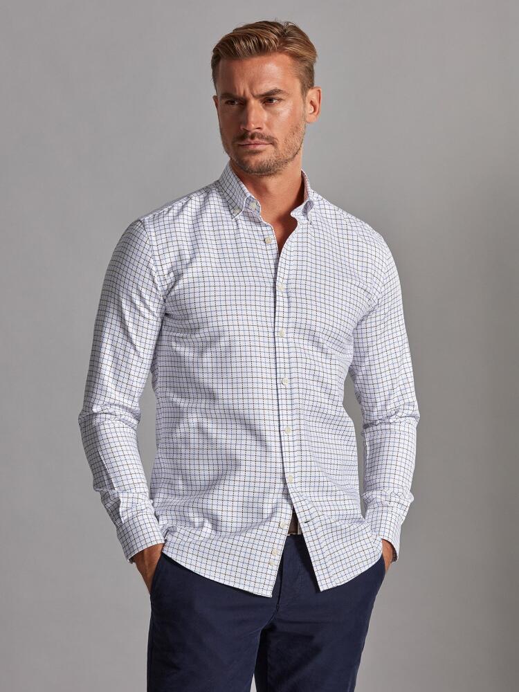 Chemise cintrée Sean à carreaux marron et bleus - Col Boutonné Chemises Homme