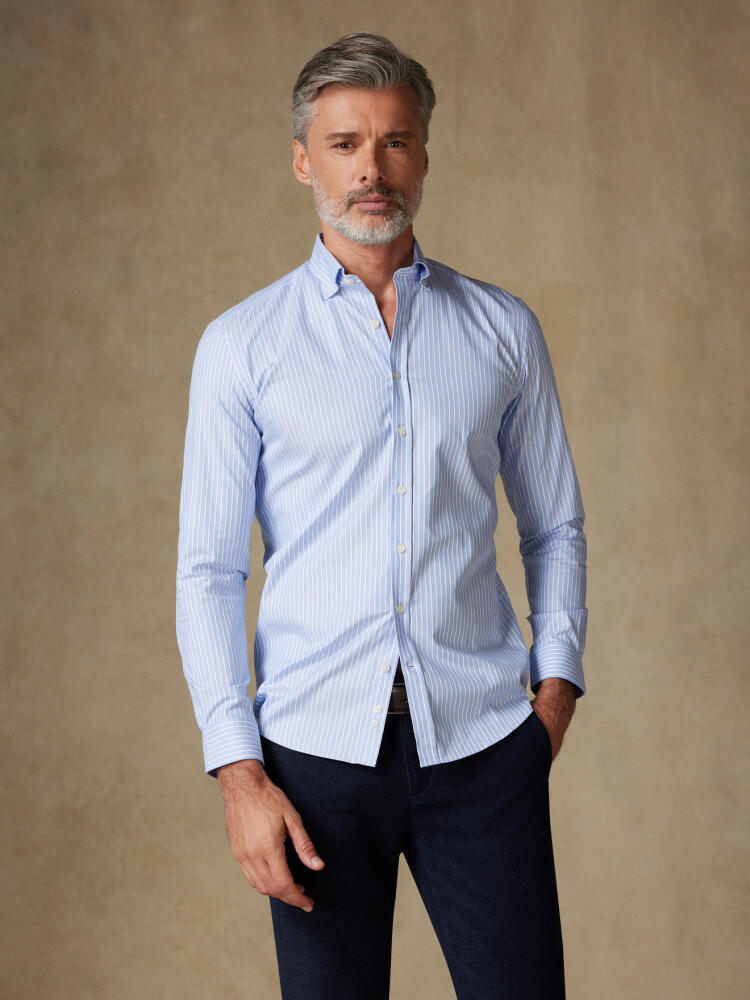 Chemise cintrée Shepherd ciel à rayures  - Col Boutonné Chemises Homme
