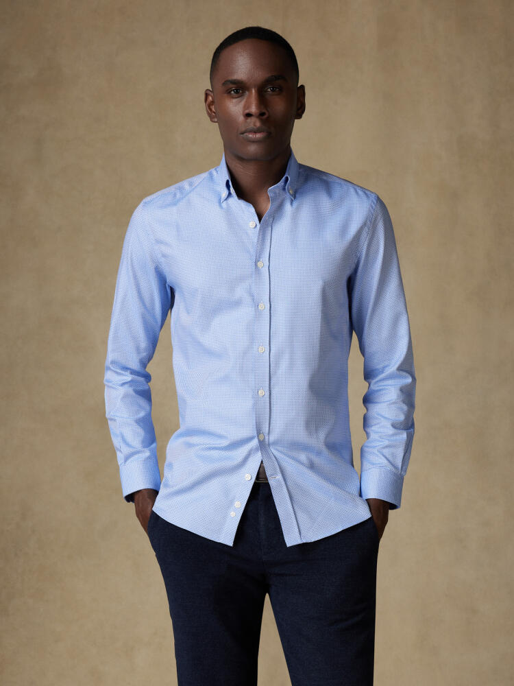Chemise cintrée Smith en natté ciel  - Col Boutonné Chemises Homme