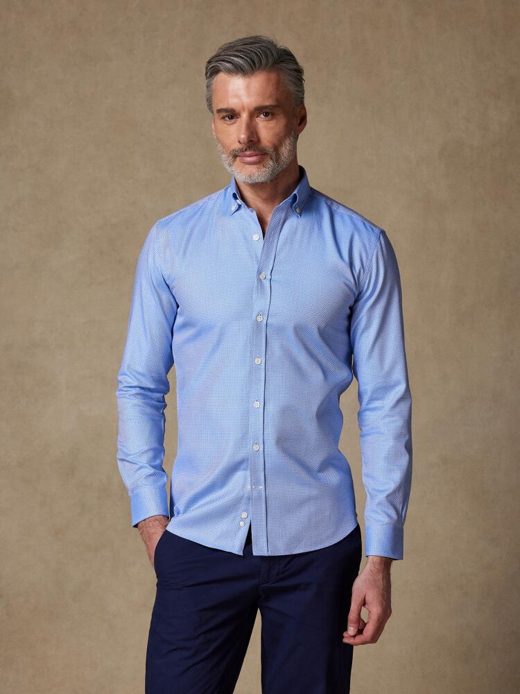 Chemise cintrée Smith en texturé bleue - Col Boutonné Chemises Homme