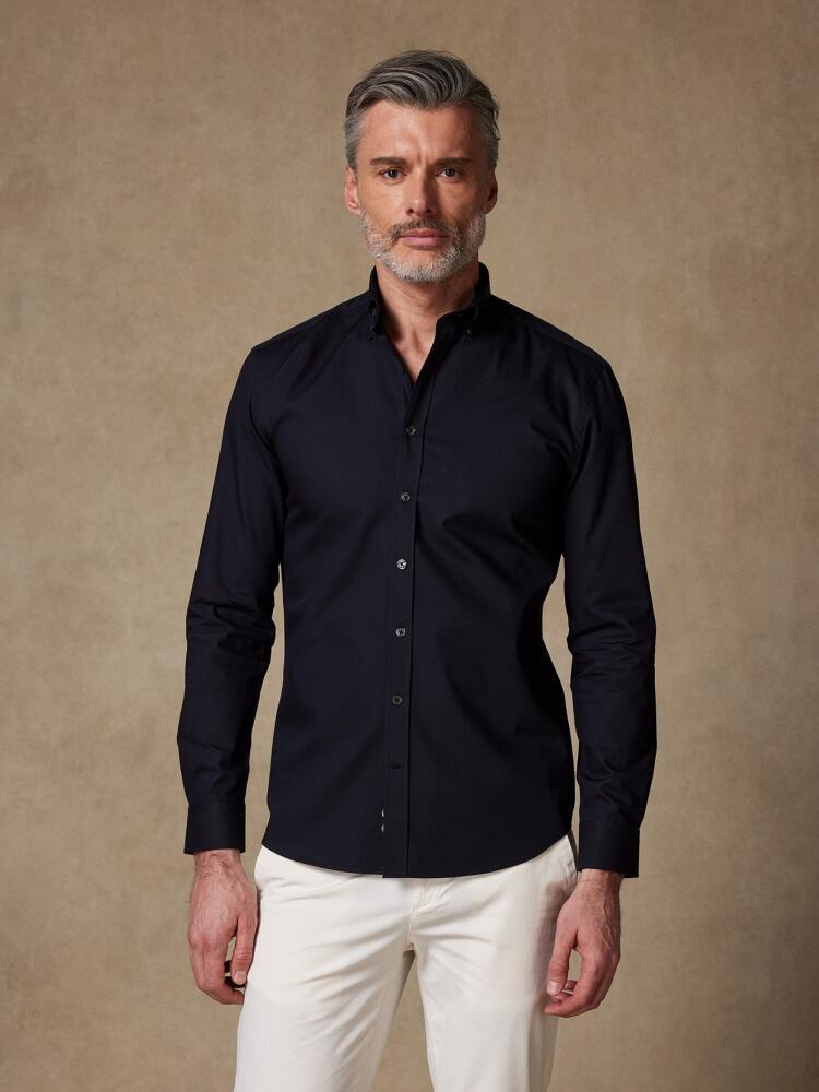 Chemise cintrée Tea texturée noire - Col Boutonné Outlet