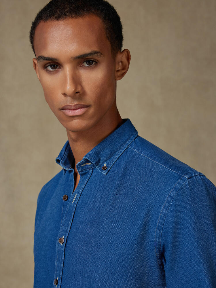 Chemise cintrée Tucker indigo - Col boutonné Chemises Casual Slim