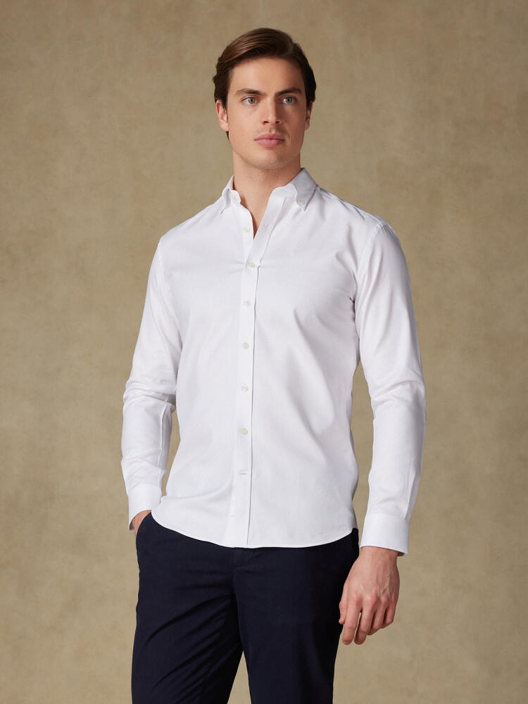 Chemise cintrée en twill blanche - Col Boutonné Chemises Homme