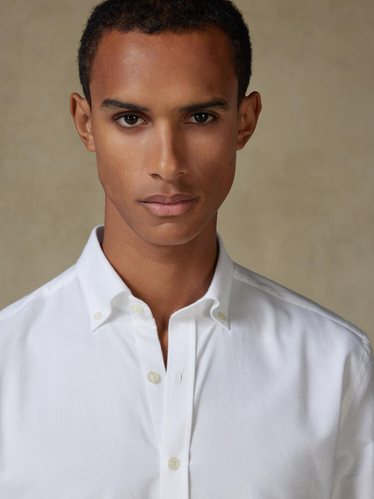 Chemise cintrée Vils en oxford brushed blanc - Col boutonné Chemises Business Slim