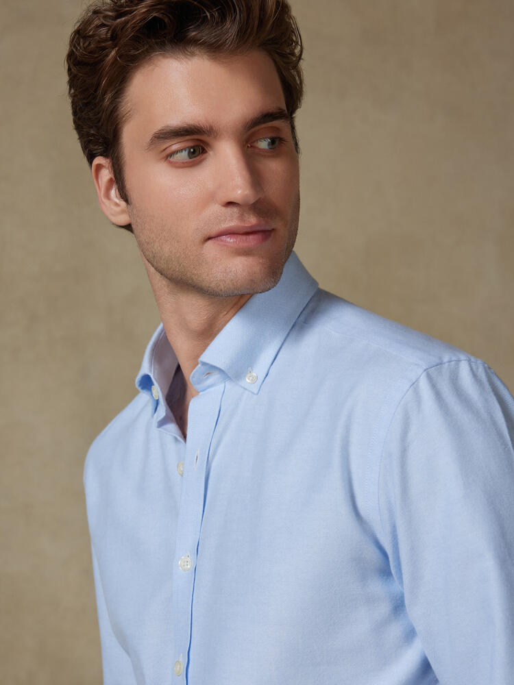 Chemise cintrée Vils en oxford brushed ciel - Col boutonné Chemises Business Slim