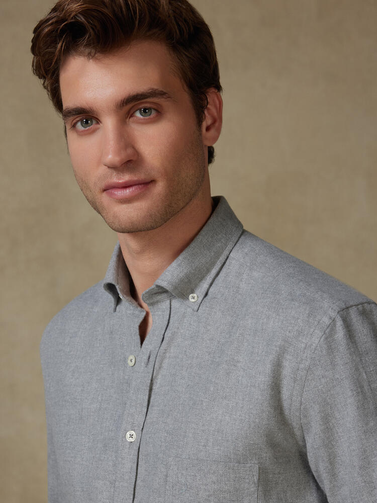 Chemise Storm en flanelle grise - Col boutonné Chemises Casual Classique