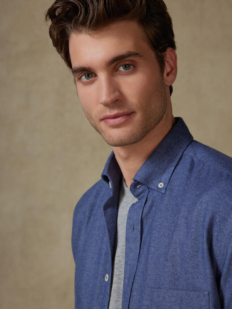 Chemise Storm en flanelle bleue - Col boutonné Chemises Casual Classique
