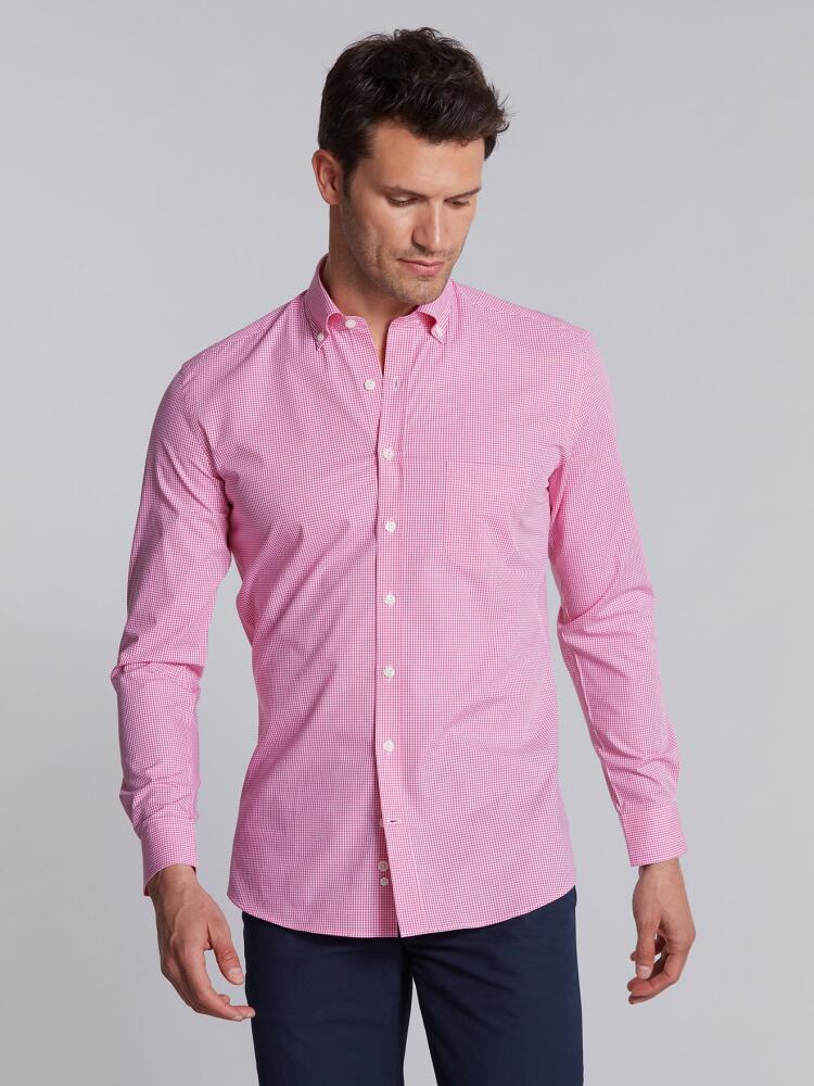 Chemise à carreaux vichy roses - Col Boutonné Chemises Homme