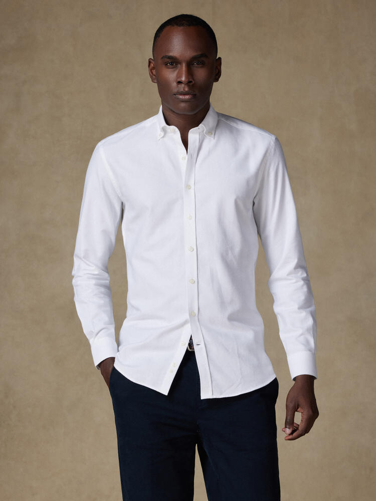 Chemise Vils en oxford brushed blanc - Col Boutonné Chemises Casual Classique