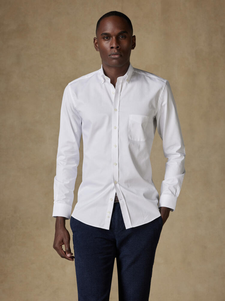 Chemise en piqué blanc - Col Boutonné Chemises Homme