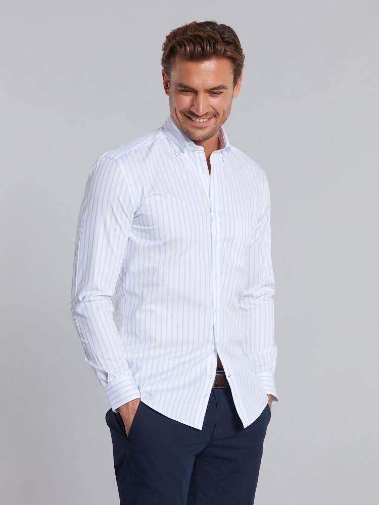 Chemise Willis à rayures ciel - Col Boutonné Chemises Homme