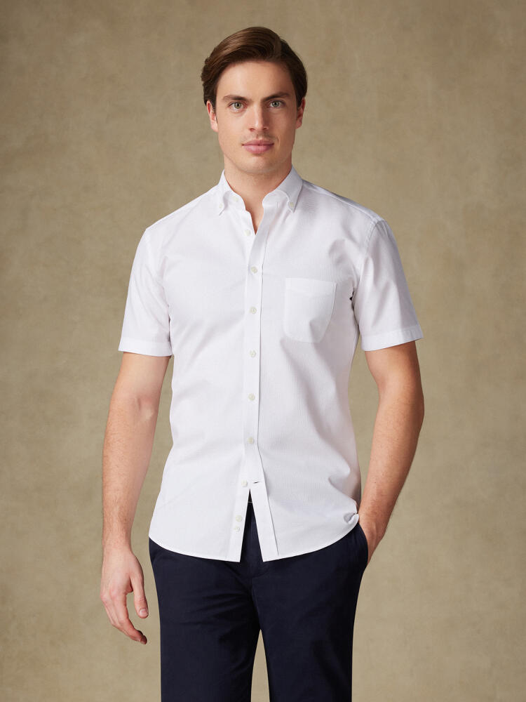 Chemise manches courtes Aiden texturée blanche - Col boutonné Chemises Homme