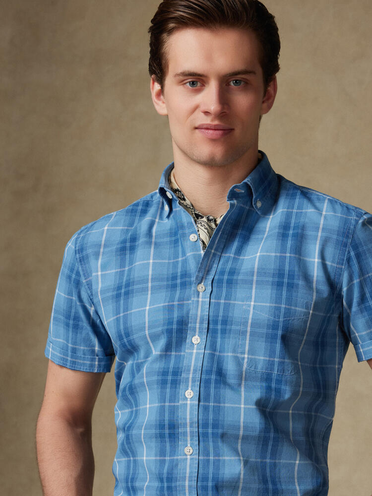 Chemise manches courtes Alfy à motif tartan  - Col Boutonné Outlet