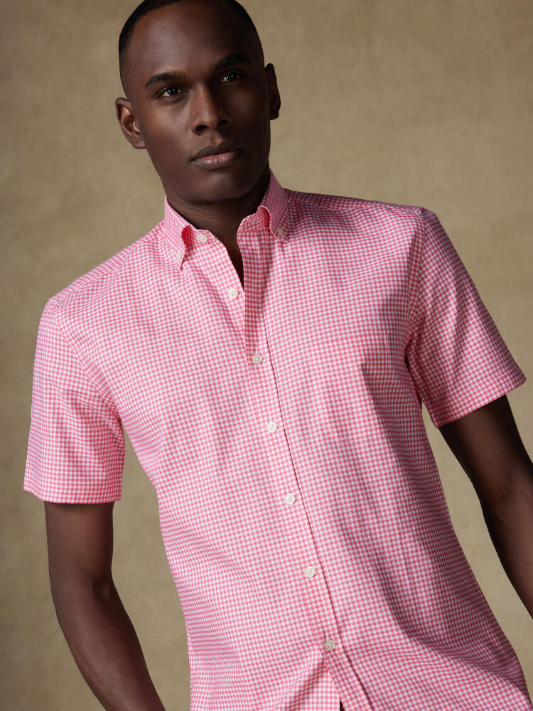 Chemise manches courtes Anthony en vichy fuchsia - Col Boutonné Chemises Col Boutonné Colorées