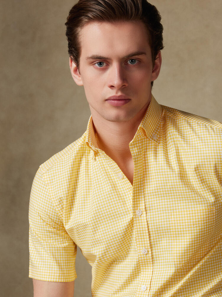 Chemise manches courtes Anthony en vichy jaune - Col Boutonné Chemises Col Boutonné Colorées