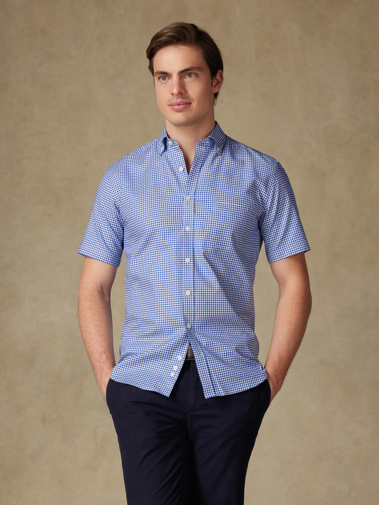 Chemise manches courtes Anthony en vichy marine - Col boutonné Chemises Homme