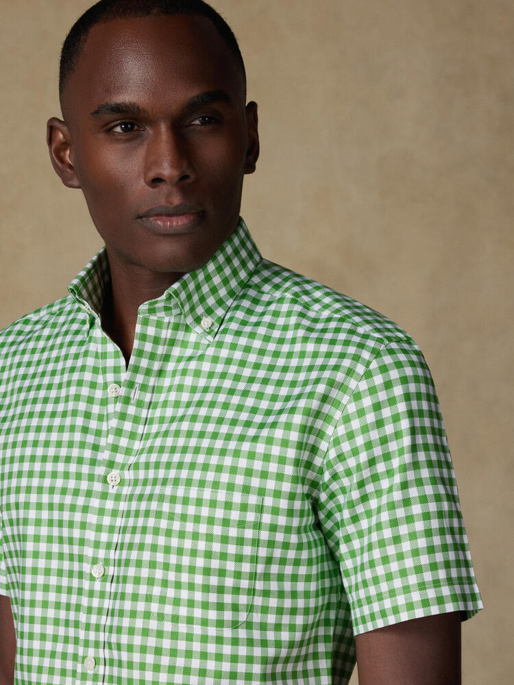 Chemise manches courtes Ash à carreaux verts - Col boutonné Chemises Homme