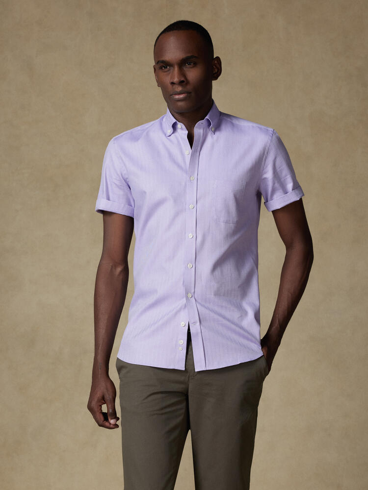 Chemise manches courtes en chevron parme - Col boutonné Chemises Homme