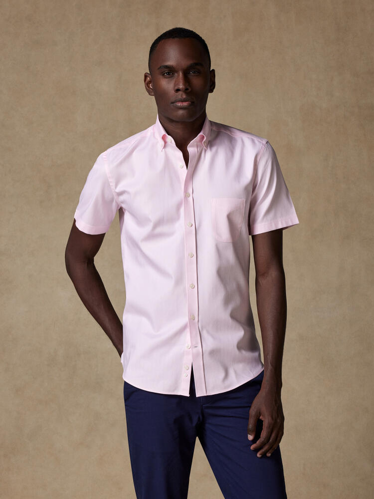 Chemise manches courtes en Chevron rose  - Col Boutonné Chemises Homme