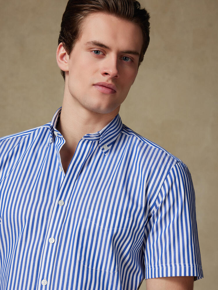 Chemise manches courtes Chris à rayures marine - Col Boutonné Chemises Col Boutonné Iconiques