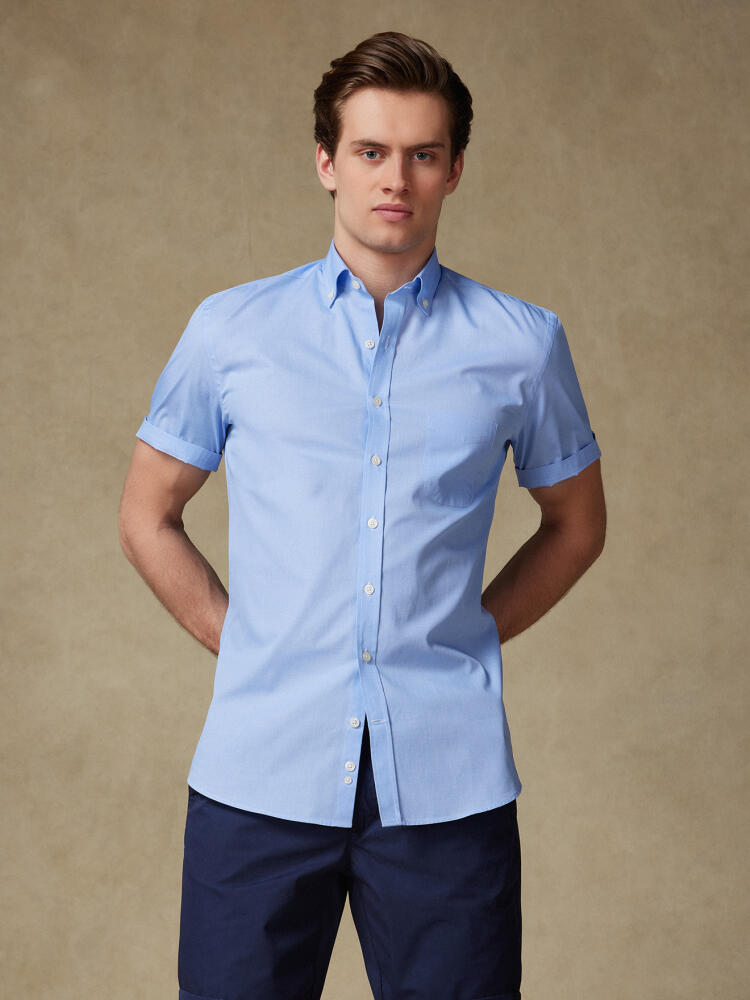 Chemise manches courtes Daria en popeline ciel - Col boutonné Chemises Homme