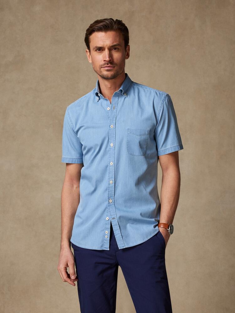 Chemise à manches courtes en denim - Col Boutonné Chemises Homme