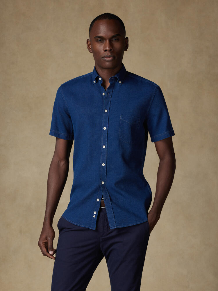Chemise manches courtes Fulton indigo  - Col boutonné Chemises Homme