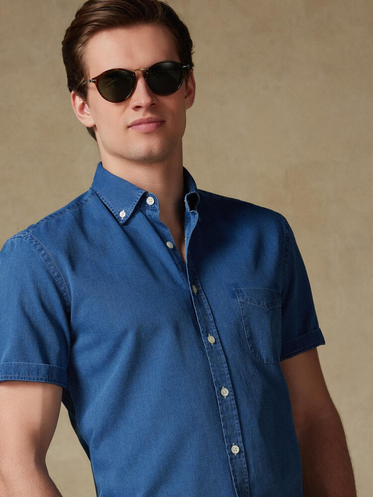 Chemise manches courtes Grab indigo  - Col Boutonné Chemises Homme