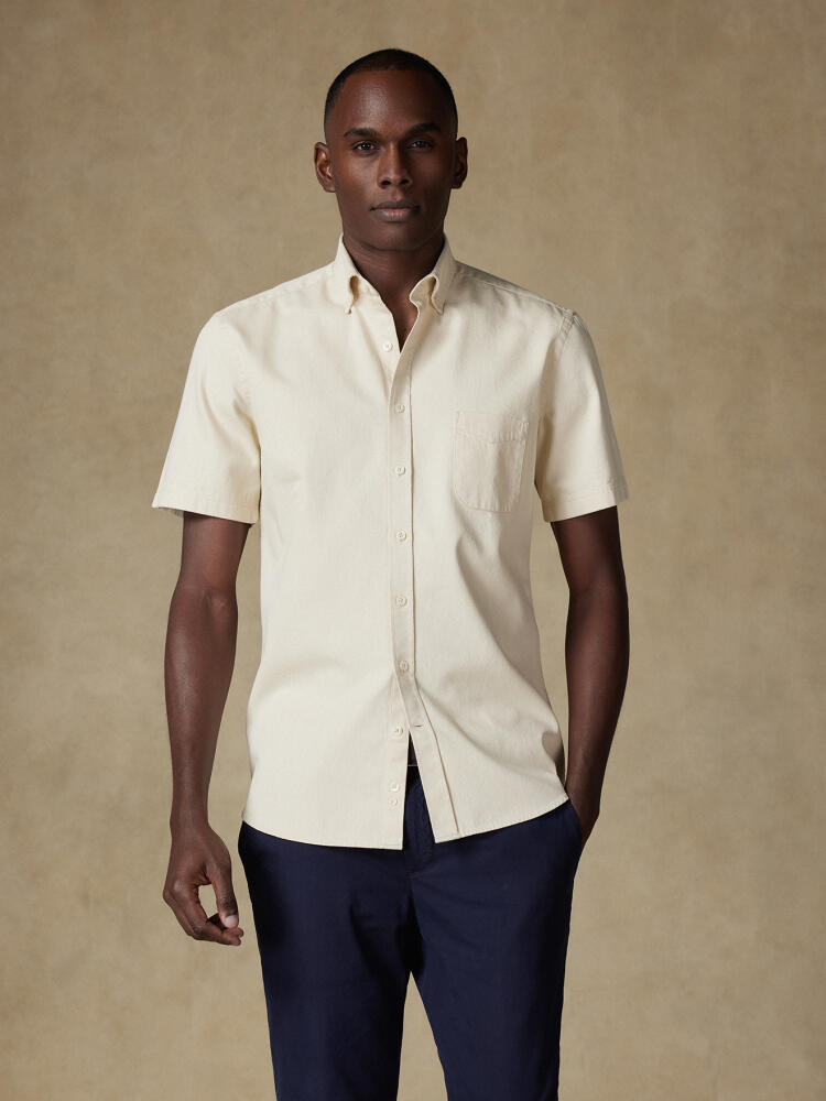 Chemise manches courtes Gustav en denim écrue - Col boutonné Chemises Homme