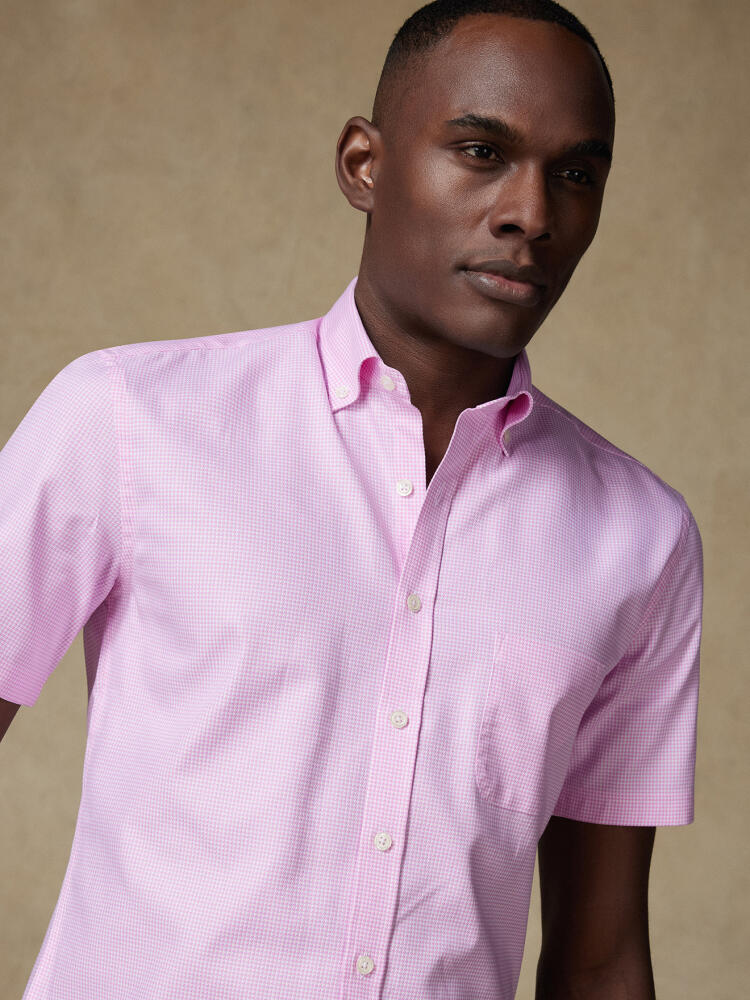 Chemise manches courtes Landry en vichy rose  - Col Boutonné Chemises Homme