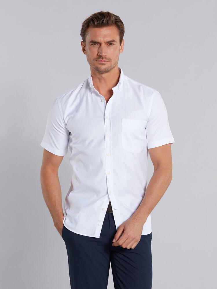 Chemise Miles texturée blanche - Manches Courtes Chemises Homme