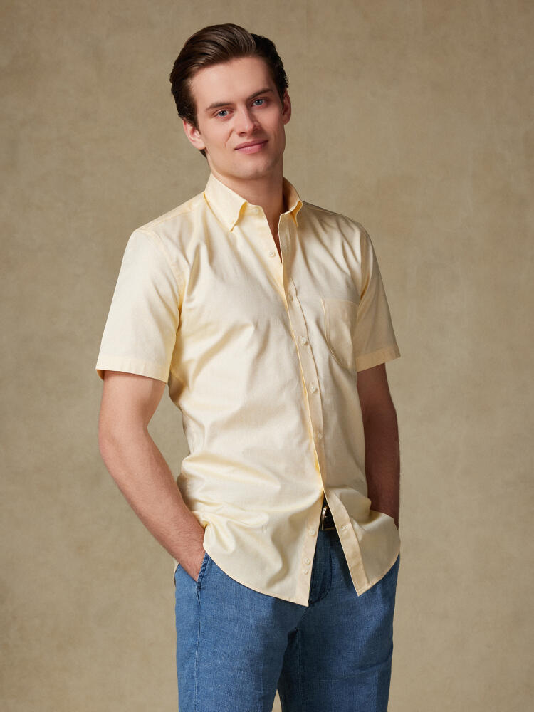 Chemise manches courtes en natté jaune - Col boutonné Chemises Col Boutonné Unies