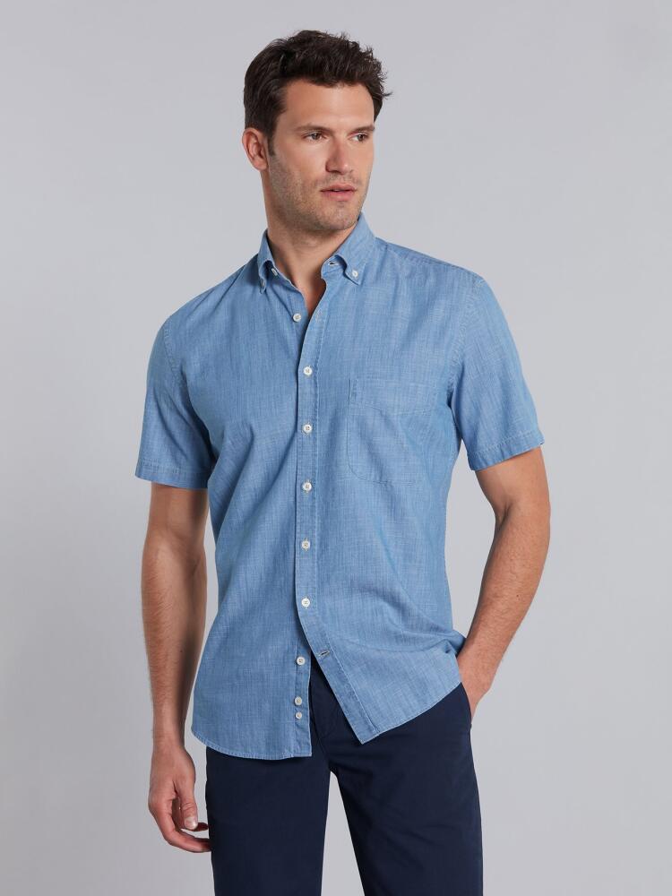 Chemise en denim ring-ring clair - Manches Courtes Chemises Homme