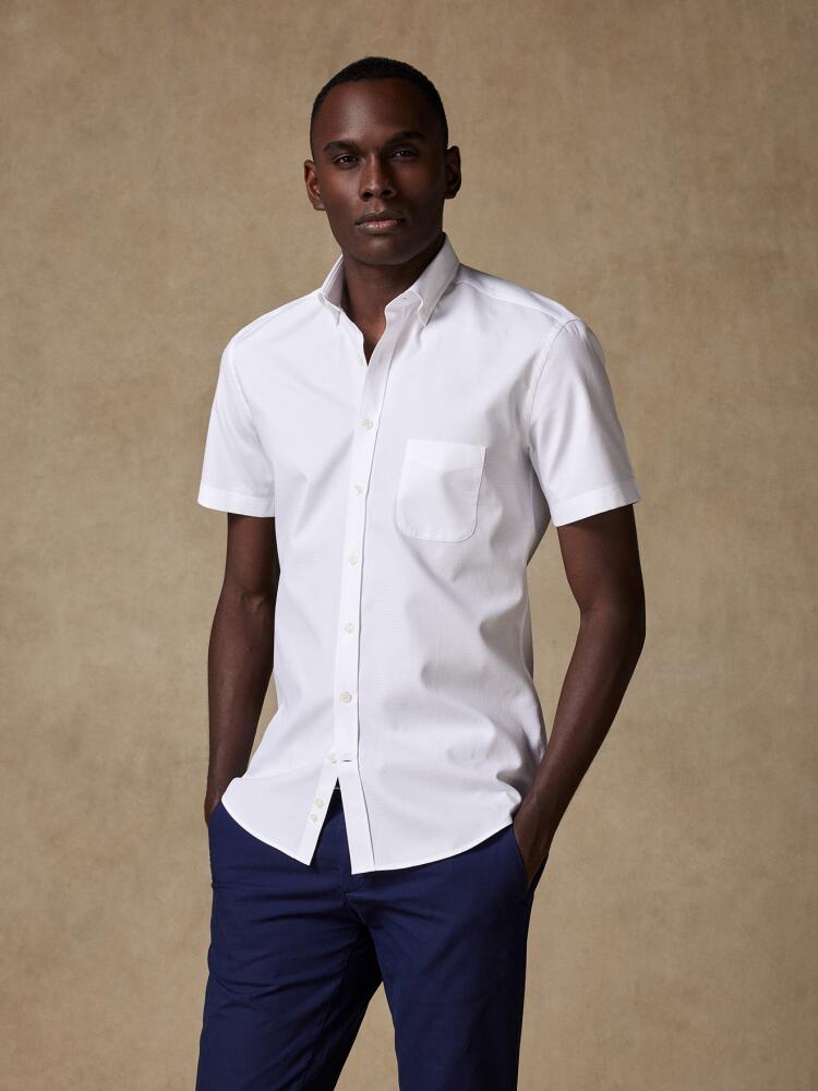Chemise à manches courtes Tea texturée blanc - Col Boutonné Chemises Homme