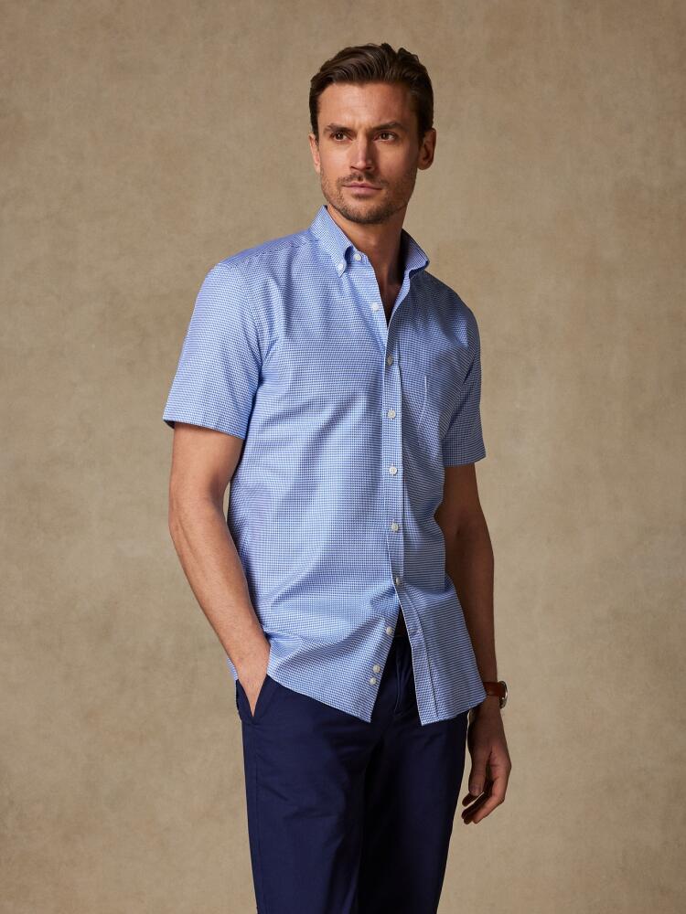 Chemise à manches courtes Tomy en twill bleu - Col Boutonné Chemises Homme