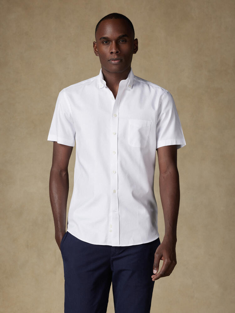 Chemise manches courtes en twill blanc - Col Boutonné Chemises Homme