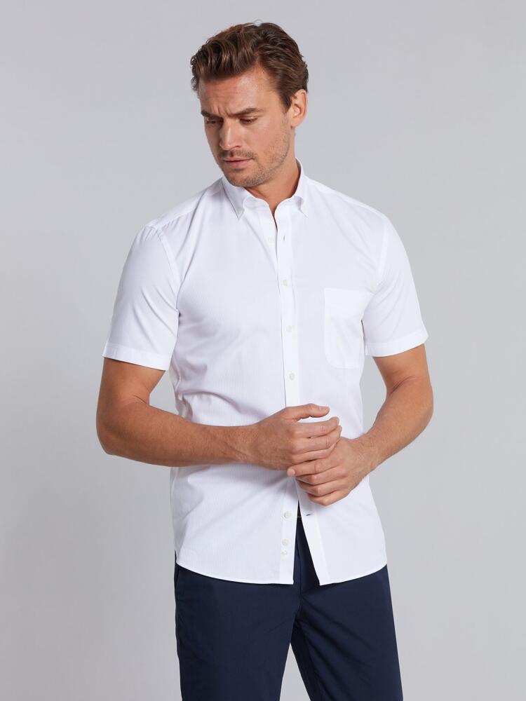 Chemise en piqué blanc - Manches Courtes Chemises Homme