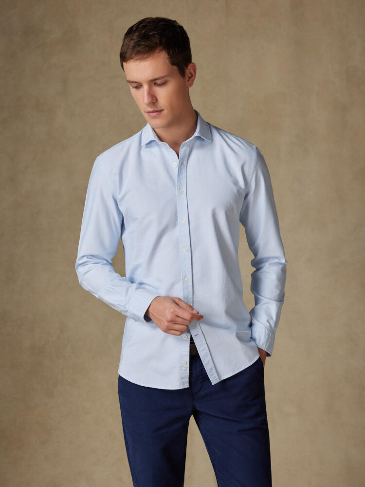 Chemise bio en oxford lavé ciel Chemises Homme