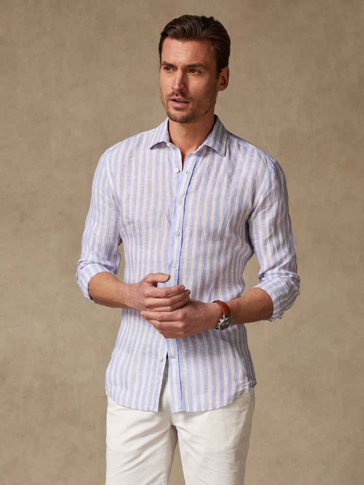 Chemise Colin en lin à rayures bleues Chemises Homme