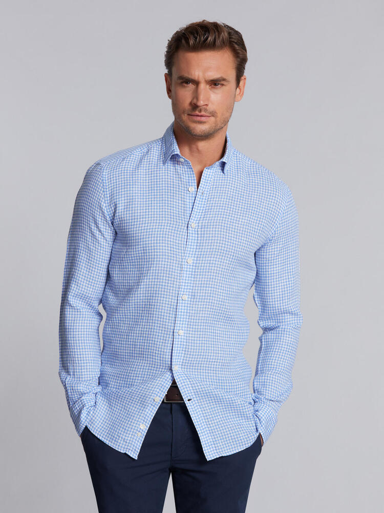 Chemise cintrée django à carreaux ciel Chemises Homme