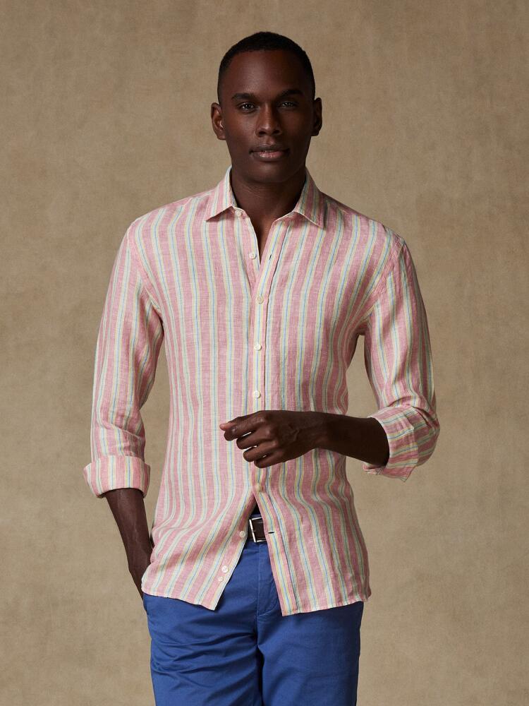Chemise Dustin en lin à rayures fuchsia Chemises Homme