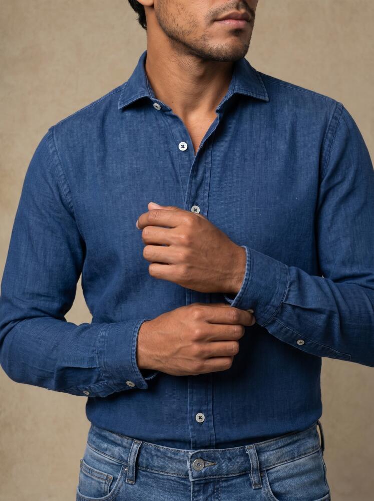 Chemise franck en gaze de coton marine Chemises Homme