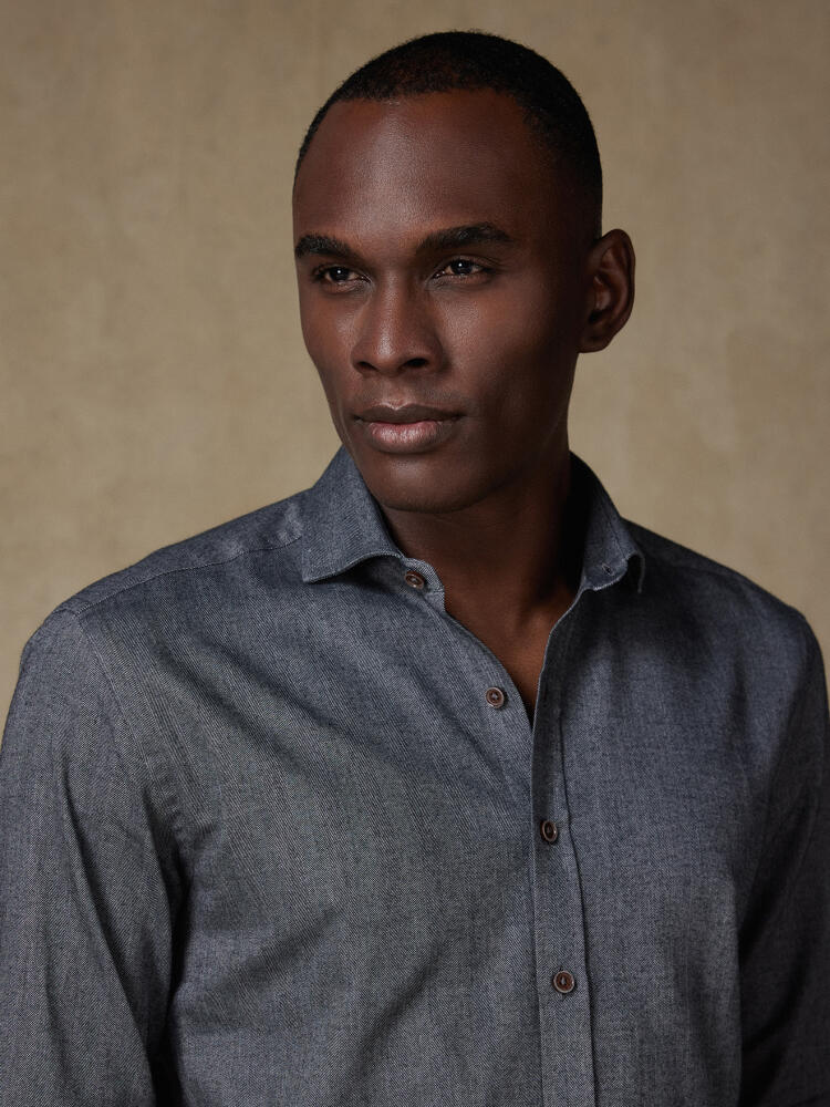 Chemise casual en flanelle anthracite Outlet