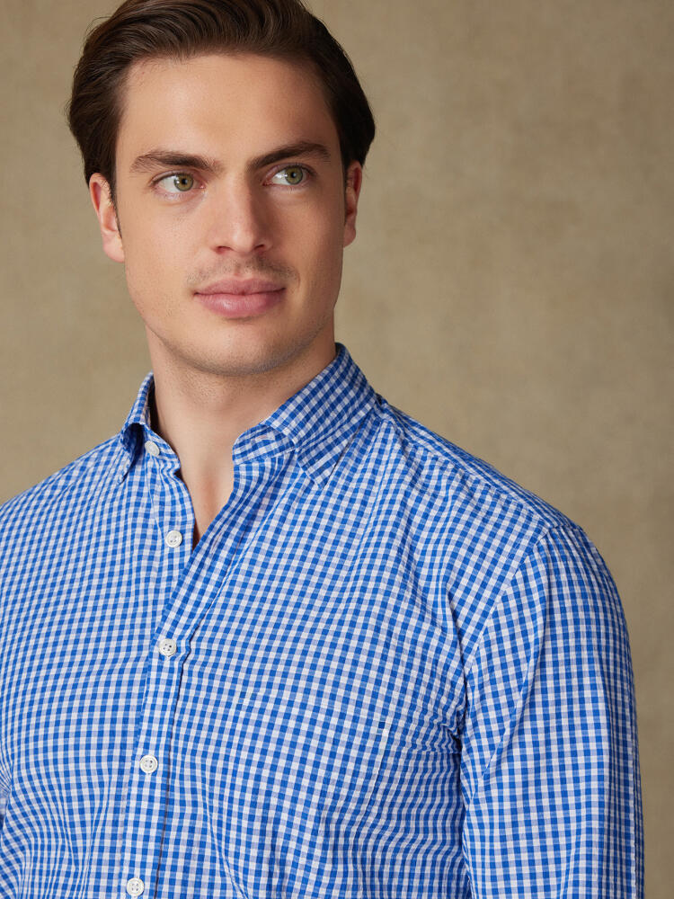 Chemise Jaiden en seersucker bleu Chemises Homme