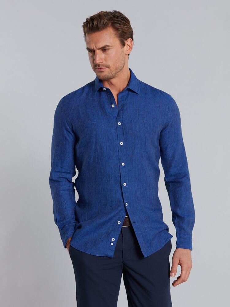 Chemise indigo en lin Chemises Homme