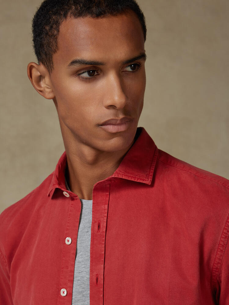 Chemise Lio en gabardine lavée brique Chemises Casual Classique