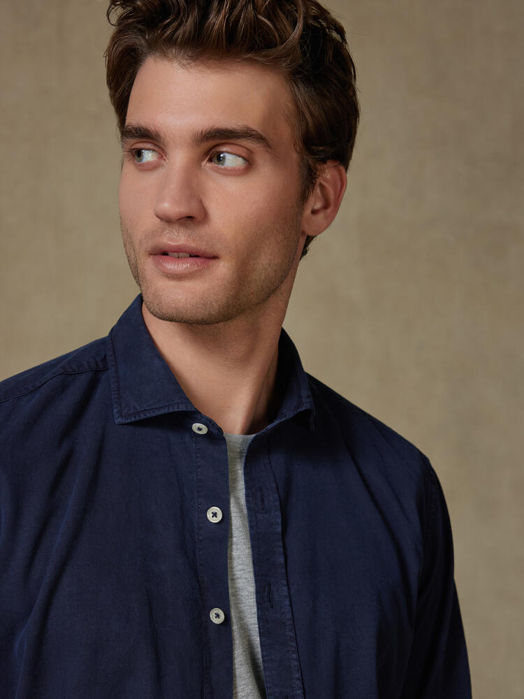 Chemise Lio en gabardine lavée marine Chemises Casual Classique