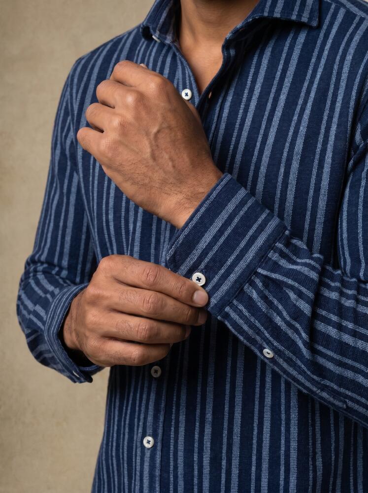 Chemise Lorin marine à rayures indigo Chemises Homme